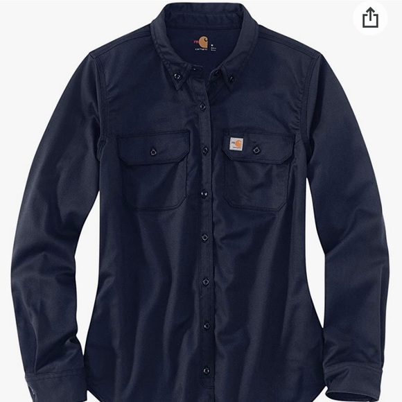 New Carhartt Womens Navy Blue Button Up Work Shirt - Picture 2 of 16